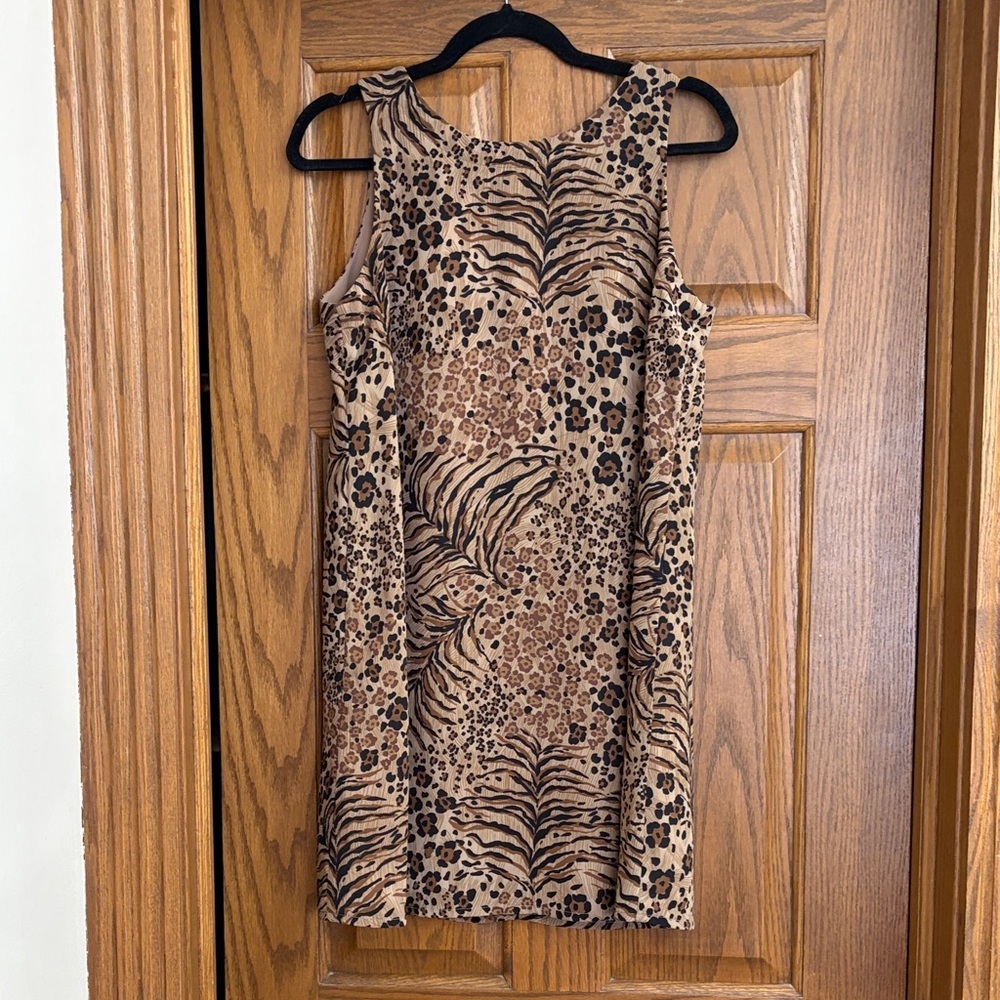 Vintage Jones New York Animal Print A Line Dress Sophisticated Y2K